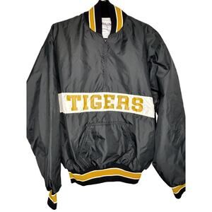 DeLong Pullover Windbreaker Mens XL Vintage Tigers Black & Gold Lined Pockets